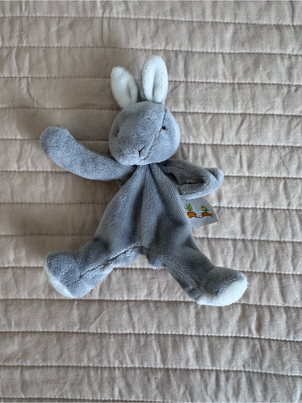 NWOT Bunnies by the Bay Gray Bunny Lovey Paci Holder with White Ear Accents